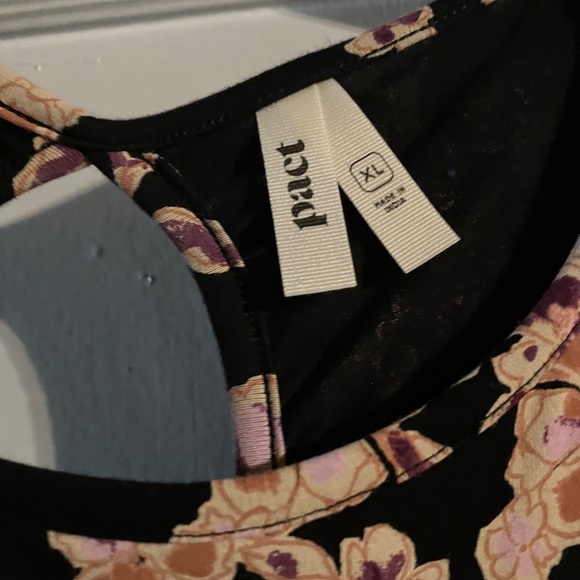 Pact fit and flare XL midi keyhole dress brown with pink flowers - Picture 3 of 7